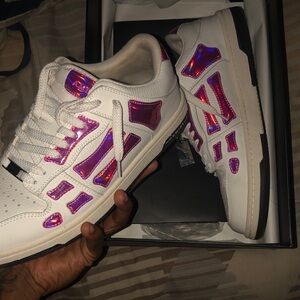 White Sneakers with Pink Accents